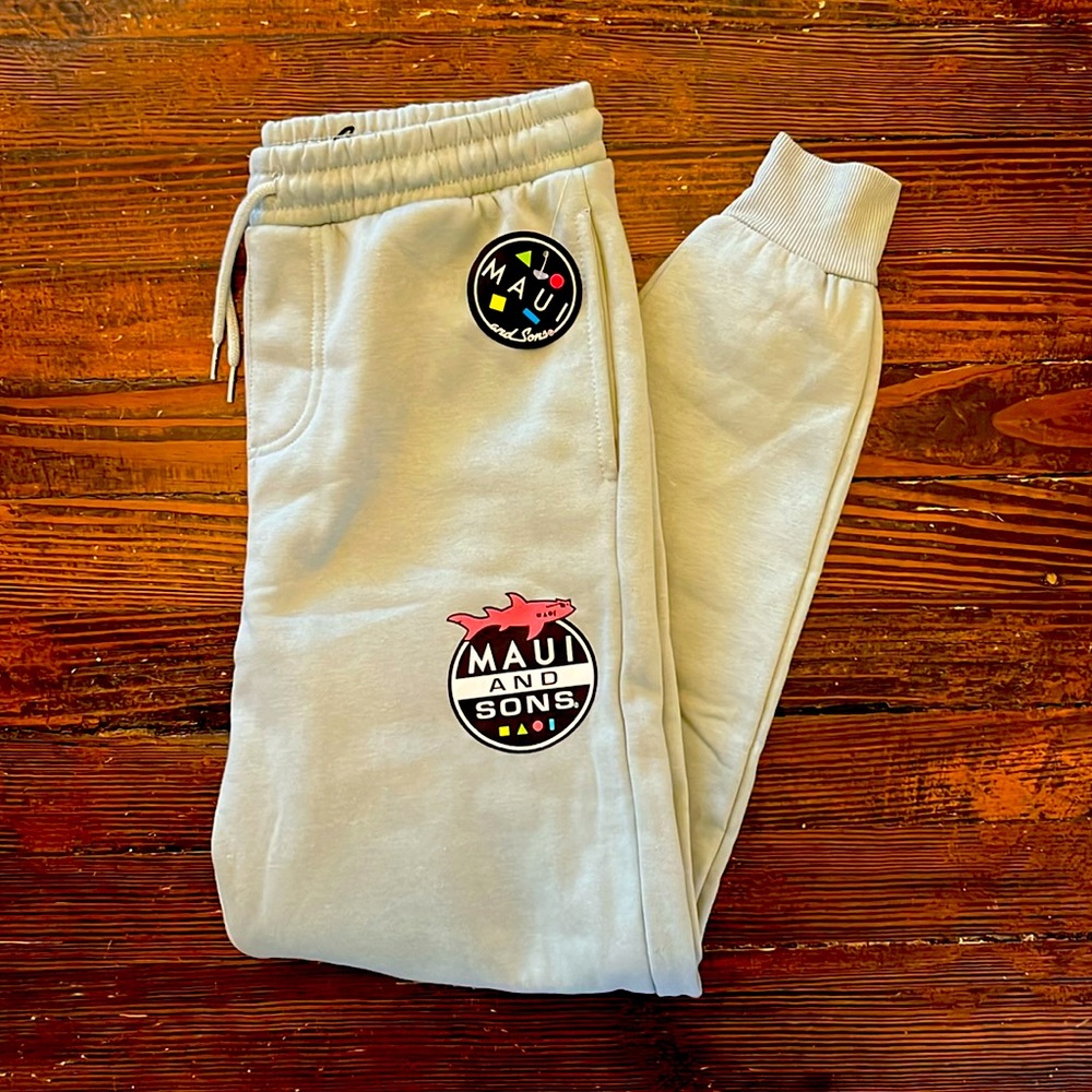 Maui & Sons NWT Invasion Fleece Jogger Sweatpant in Aqua Grey